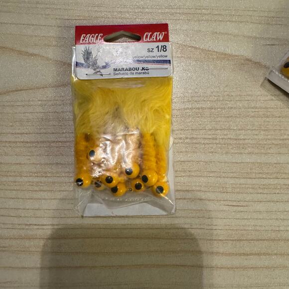 Eagle Claw LOT OF 4 (40 Total) Laker Maribou Jig 1/8 10ct Yellow/Yellow/Yellow - Picture 2 of 7